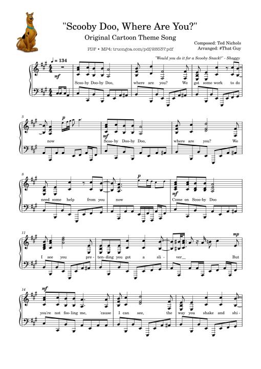 Scooby Doo, Where Are You? Piano