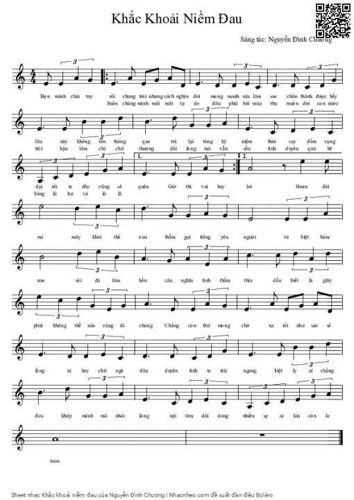 Sheet PDF of Khắc khoải niềm đau