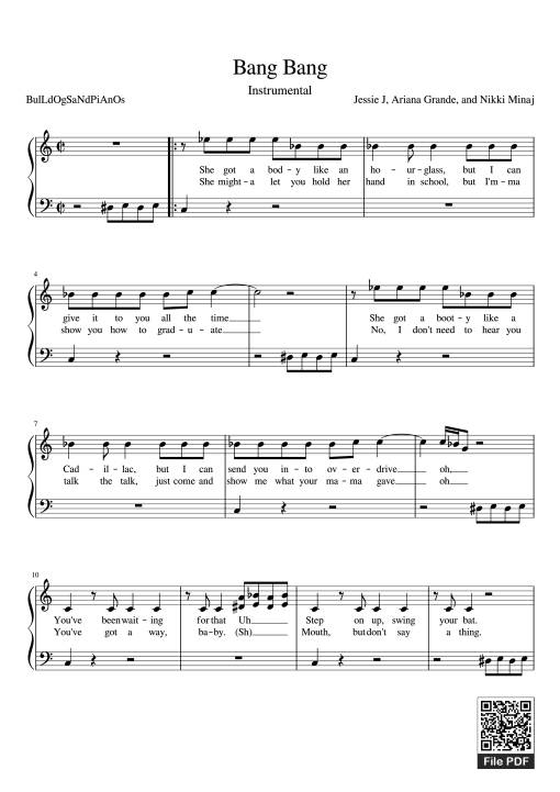 Sheet PDF of Bang Bang Piano (Easy)
