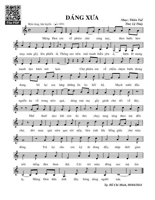 Sheet PDF of Dáng xưa - Thiên Tuế