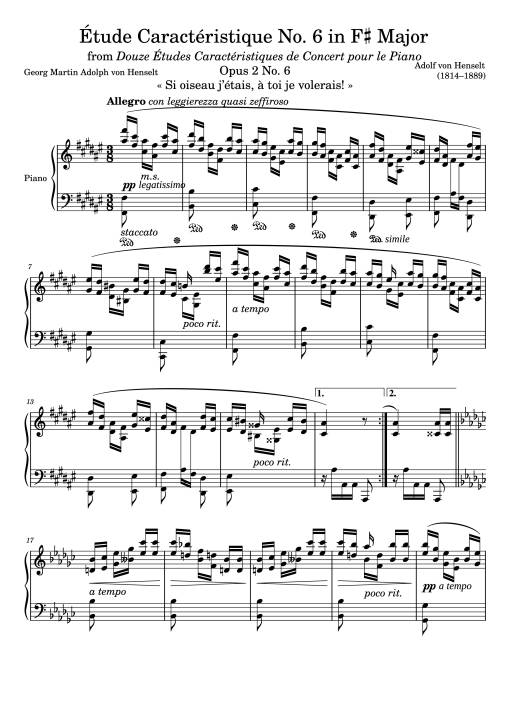 Étude Caractéristique No. 6 in F♯ Major