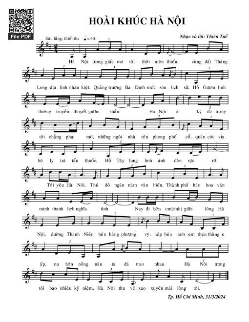 Sheet PDF of Hoài khúc Hà Nội