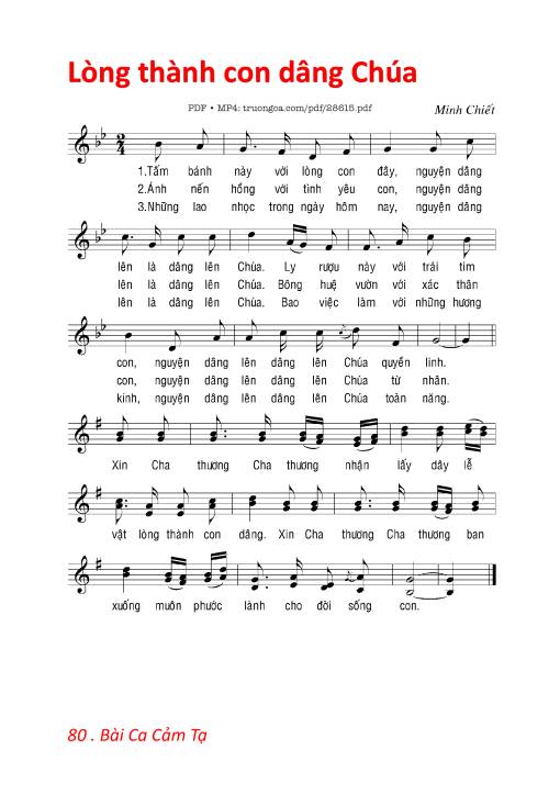 Sheet PDF of Lòng Thành Con Dâng Chúa