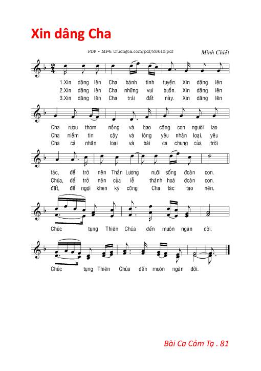 Sheet PDF of Xin Dâng Cha - Minh Chiết