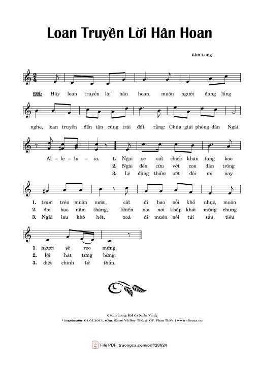 Sheet PDF of Loan Truyền Lời Hân Hoan