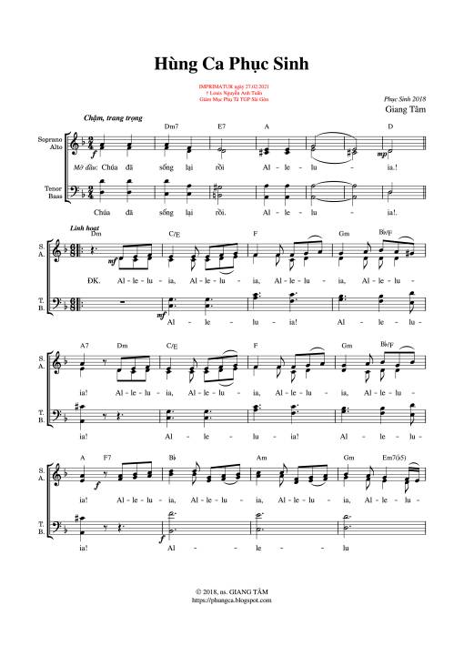 Sheet PDF of Hùng Ca Phục Sinh