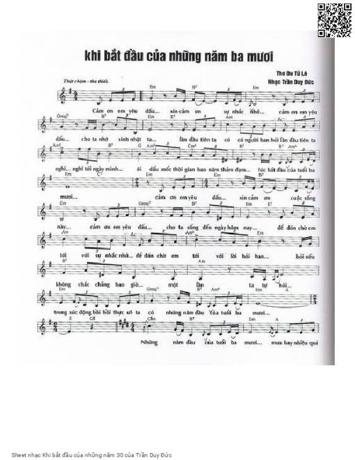 Sheet PDF of Khi bắt đầu của những năm 30