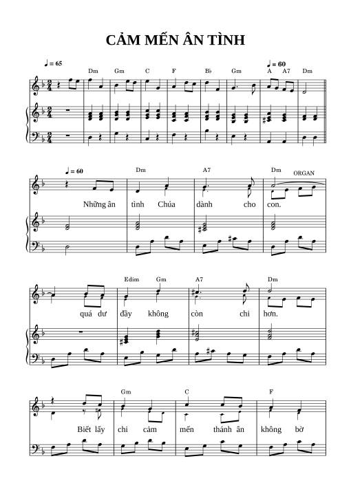 Sheet PDF of Cảm mến ân tình (Đệm hát Piano)