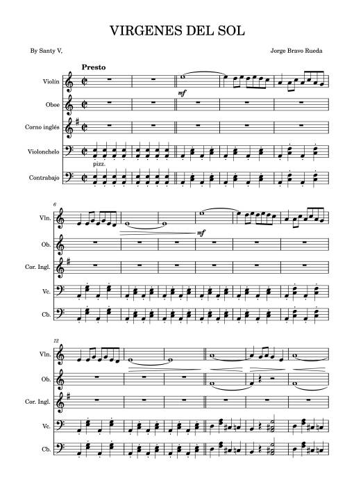 Sheet PDF of VIRGENES DEL SOL Violin