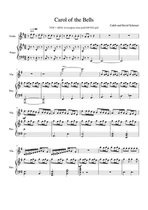 Sheet PDF of Carol of the Bells Piano & Violin