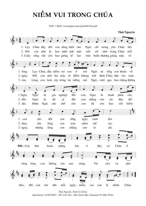 Sheet PDF of Niềm Vui Trong Chúa