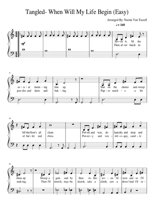 Tangled- When Will My Life Begin (Easy) Piano