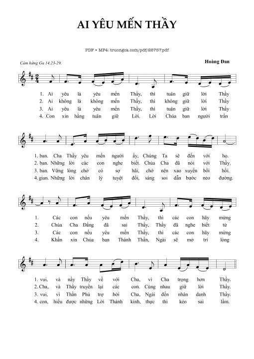 Sheet PDF of Ai Yêu Mến Thầy