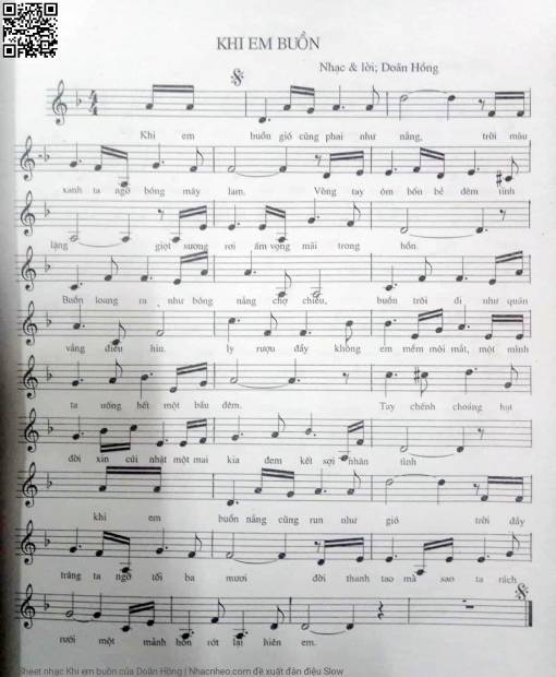 Sheet PDF of Khi em buồn - Doãn Hồng