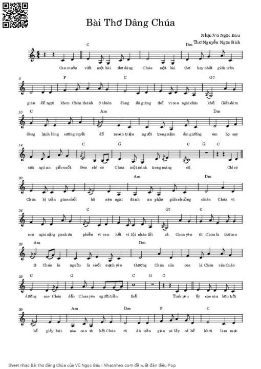 Sheet PDF of Bài thơ dâng Chúa
