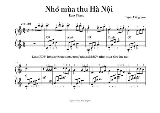 Nhớ mùa thu Hà Nội (Piano dễ tập)