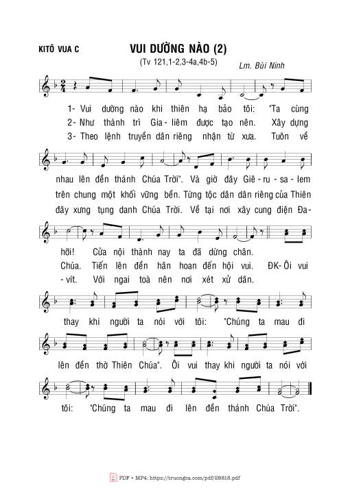 Sheet PDF of Thánh Vịnh 121, Vui Dường Nào. 2