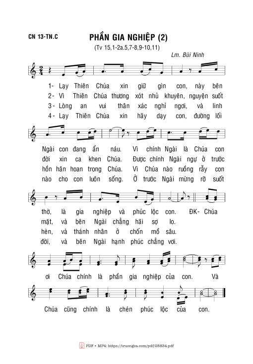 Sheet PDF of Thánh Vịnh 15, Phần Gia Nghiệp Ii