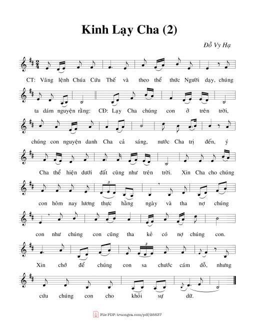 Sheet PDF of Kinh Lạy Cha - Đỗ Vy Hạ