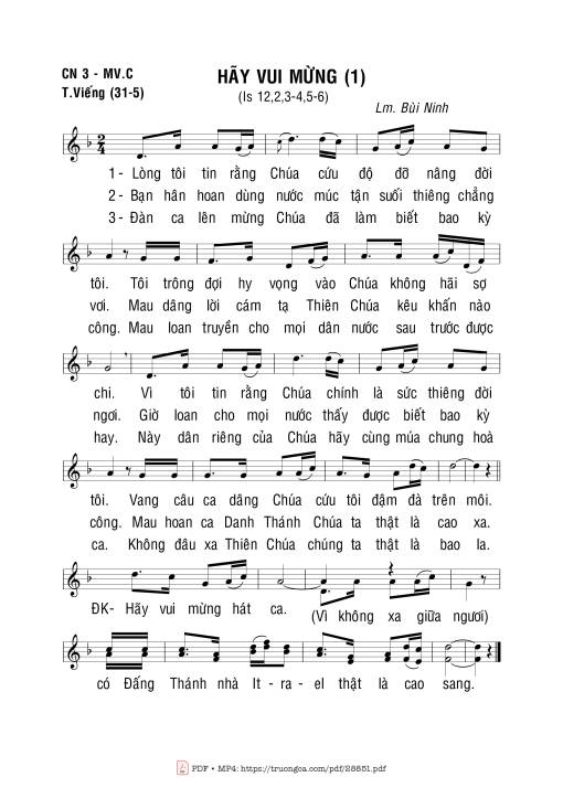 Sheet PDF of Hãy Vui Mừng I