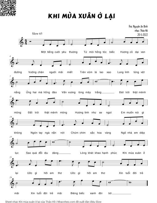 Sheet PDF of Khi mùa xuân ở lại