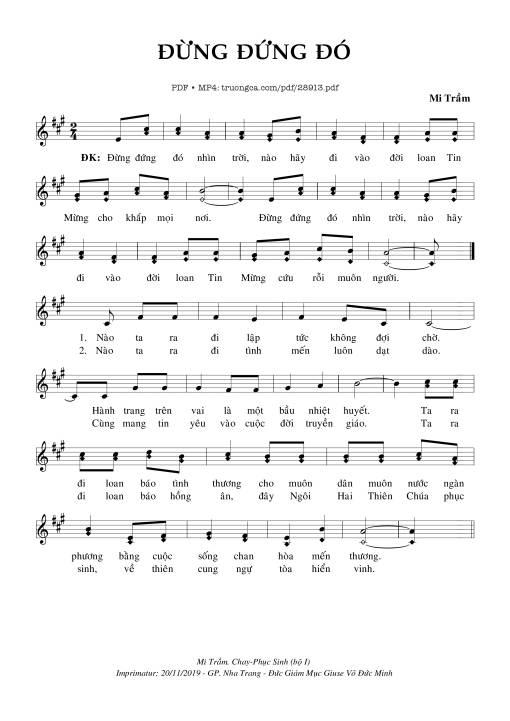 Sheet PDF of Đừng Đứng Đó