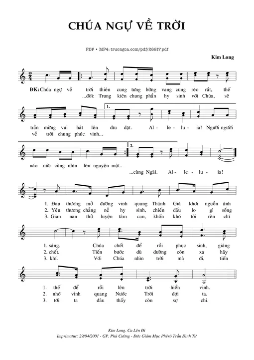 Sheet PDF of Chúa Ngự Về Trời