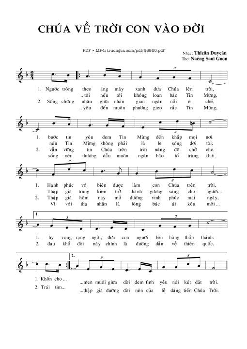 Sheet PDF of Chúa Về Trời Con Vào Đời