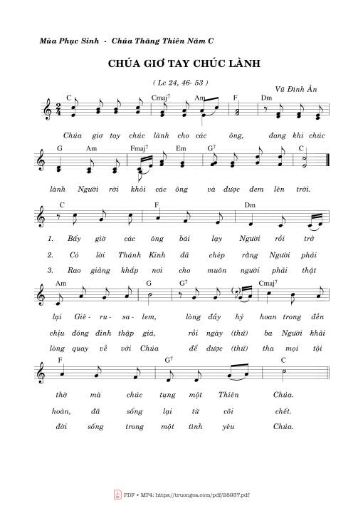 Sheet PDF of Chúa Giơ Tay Chúc Lành