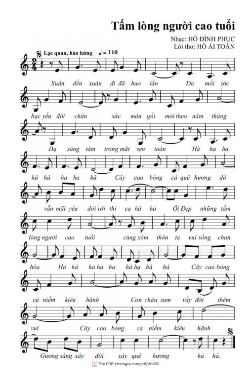 Sheet PDF of Tấm lòng người cao tuổi