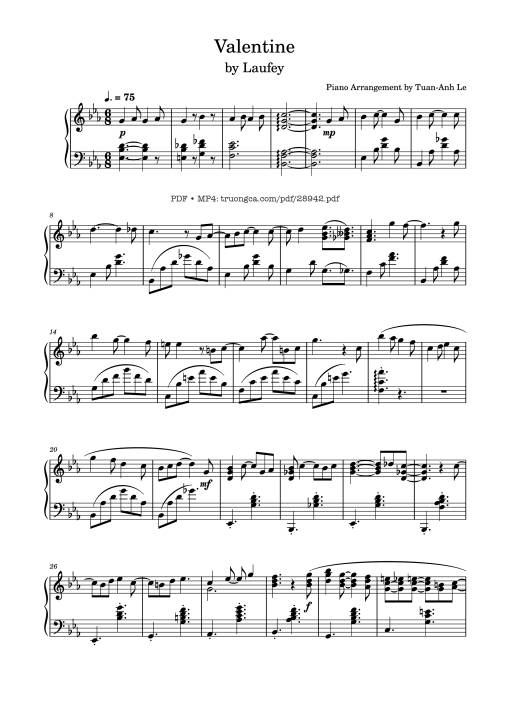 Sheet PDF of Valentine - Laufey sheet Piano