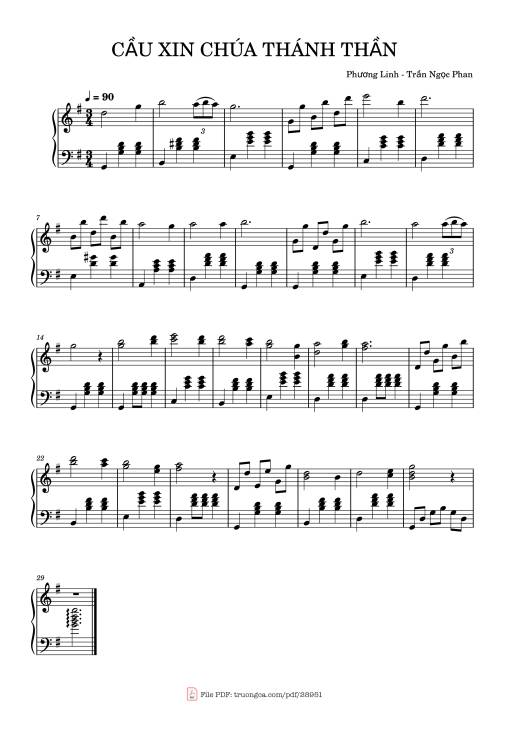 Sheet PDF of Cầu Xin Chúa Thánh Thần Piano