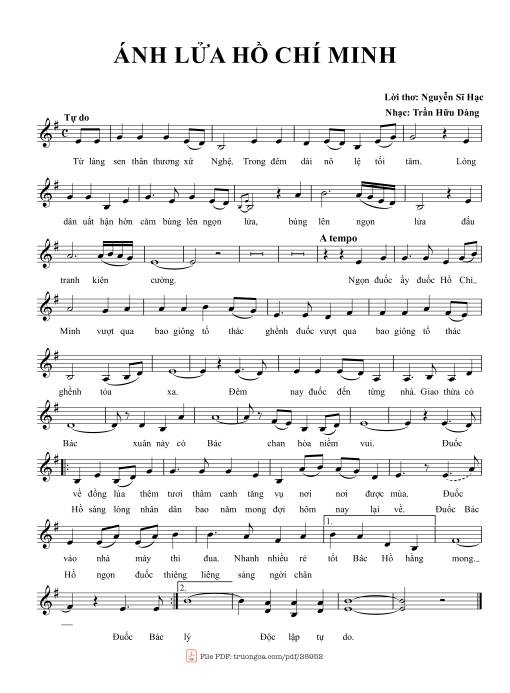 Sheet PDF of Ánh lửa Hồ Chí Minh