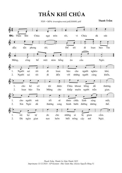 Sheet PDF of Thần Khí Chúa