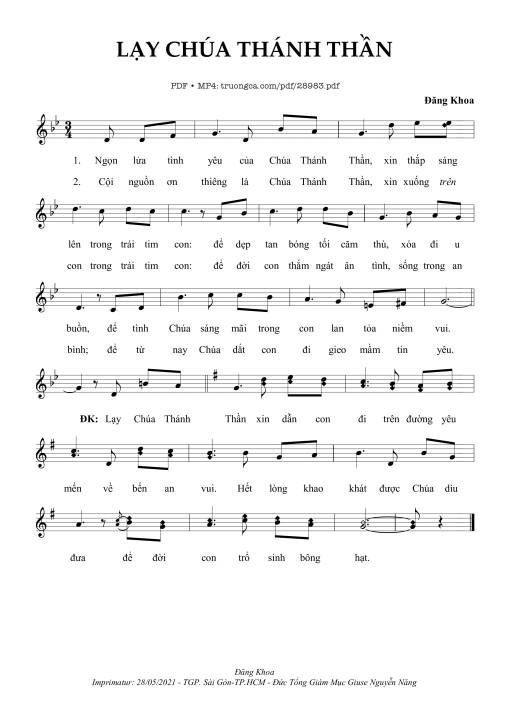 Sheet PDF of Lạy Chúa Thánh Thần