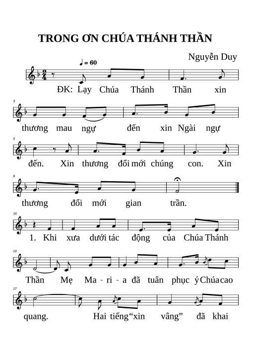 Trong ơn Chúa Thánh Thần