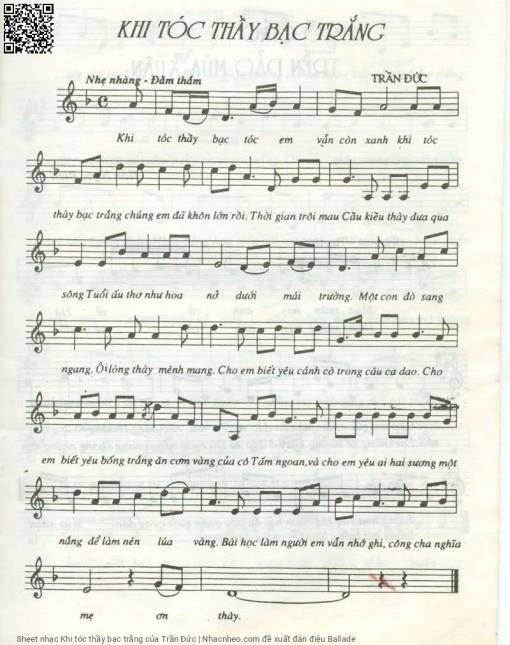 Sheet PDF of Khi tóc thầy bạc trắng