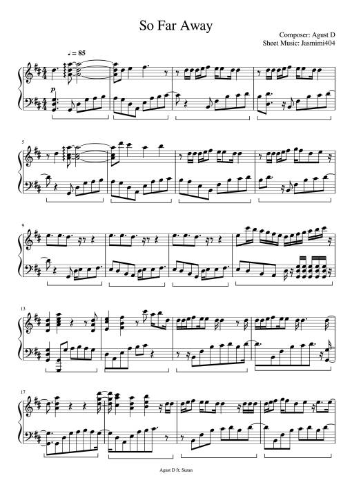 Sheet PDF of So Far Away Piano