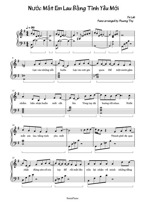 Sheet PDF of Nước Mắt Em Lau Bằng Tình Yêu Mới Piano