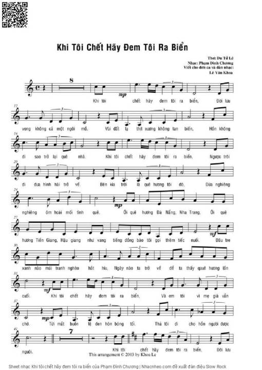 Sheet PDF of Khi tôi chết hãy đem tôi ra biển