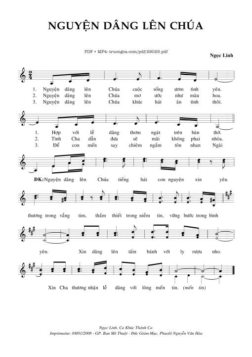 Sheet PDF of Nguyện Dâng Lên Chúa