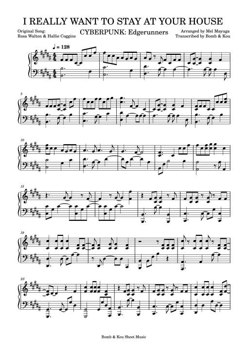 Sheet PDF of I REALLY WANT TO STAY AT YOUR HOUSE Piano