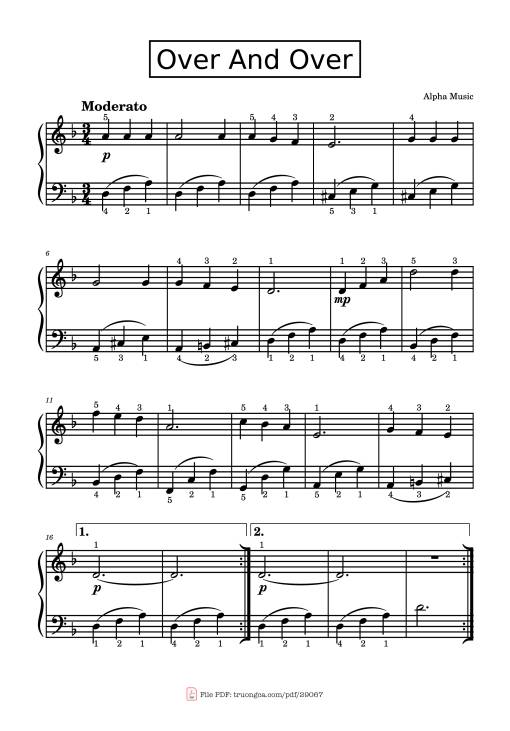Sheet PDF of Over And Over Piano Easy