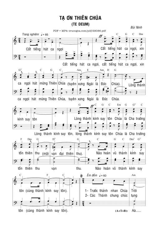 Sheet PDF of Tạ Ơn Thiên Chúa