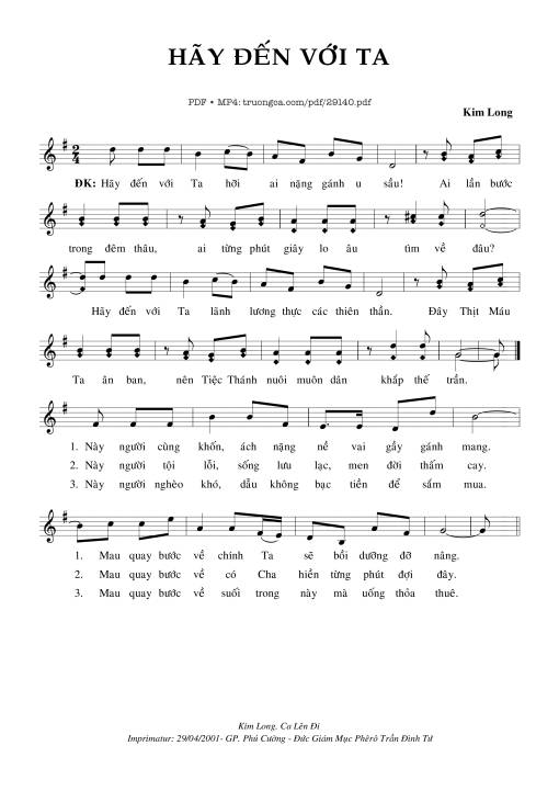 Sheet PDF of Hãy Đến Với Ta