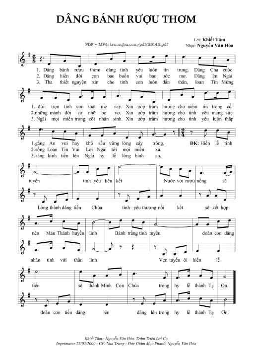 Sheet PDF of Dâng Bánh Rượu Thơm