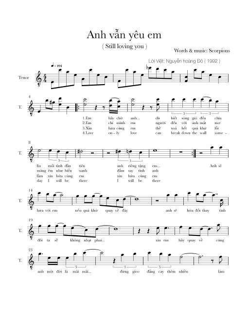 Sheet PDF of Anh vẫn yêu em (Still loving you)