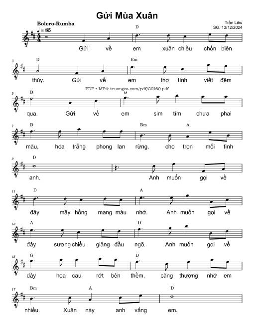 Sheet PDF of Gửi mùa xuân