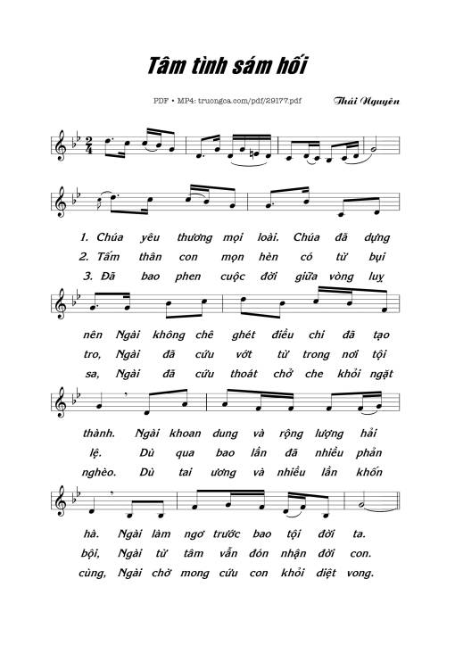 Sheet PDF of Tâm Tình Sám Hối