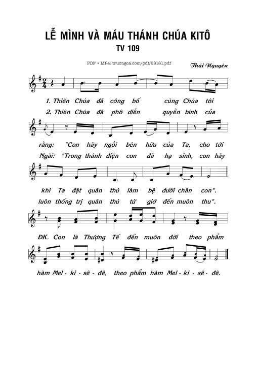 Thánh Vịnh 109, Lễ Mình Và Máu Thánh Chúa Kitô